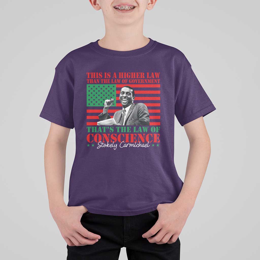Stokely Carmichael T Shirt For Kid That's The Law Of Conscience American Flag