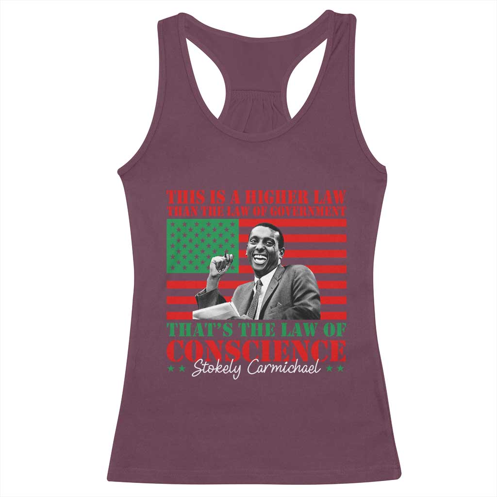 Stokely Carmichael Racerback Tank Top That's The Law Of Conscience American Flag