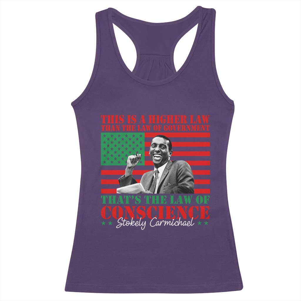 Stokely Carmichael Racerback Tank Top That's The Law Of Conscience American Flag
