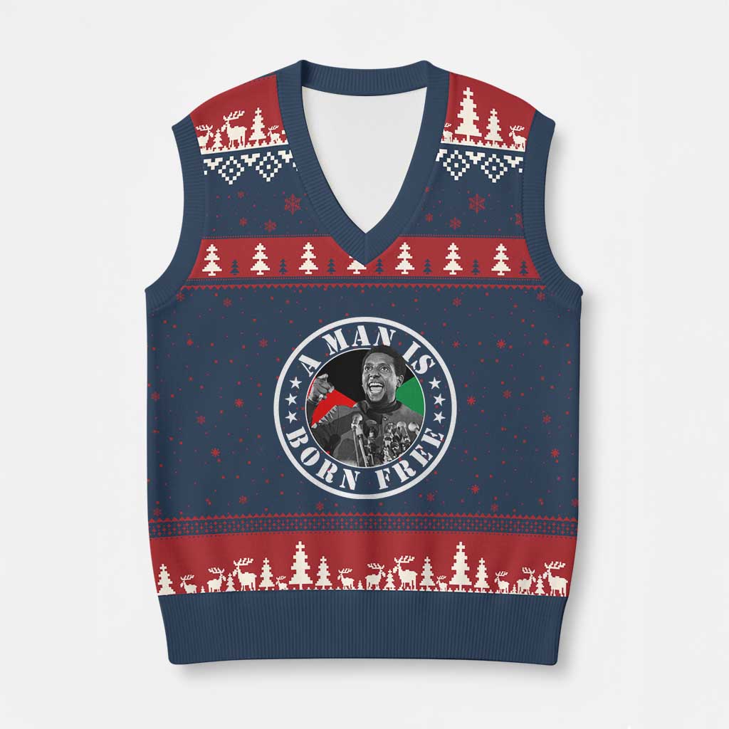 Stokely Carmichael V-Neck Knit Sweater Vest A Man Is Born Free Kwame Ture Civil Rights Leader