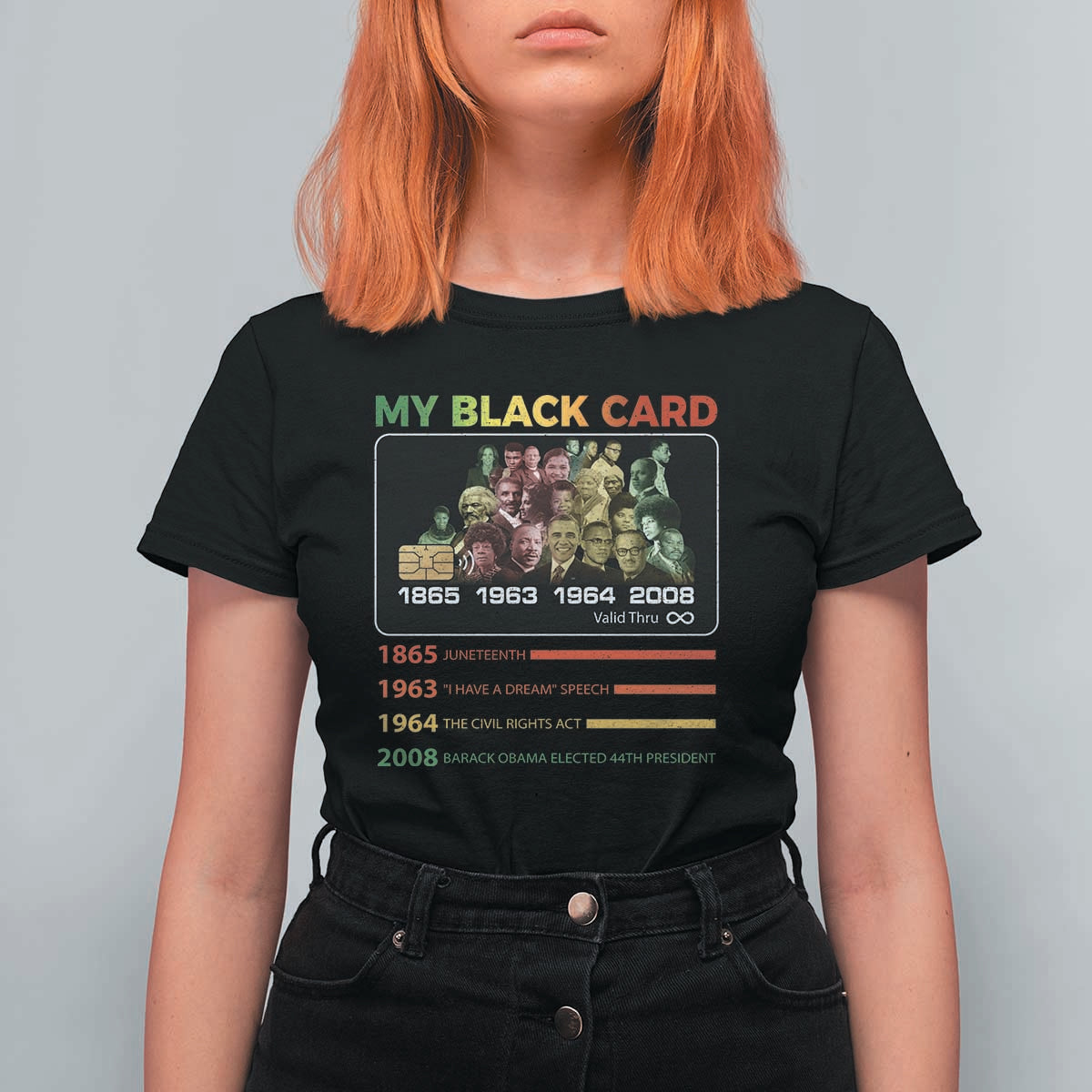 Black History T Shirt For Women My Black Card Greatest African American Leaders
