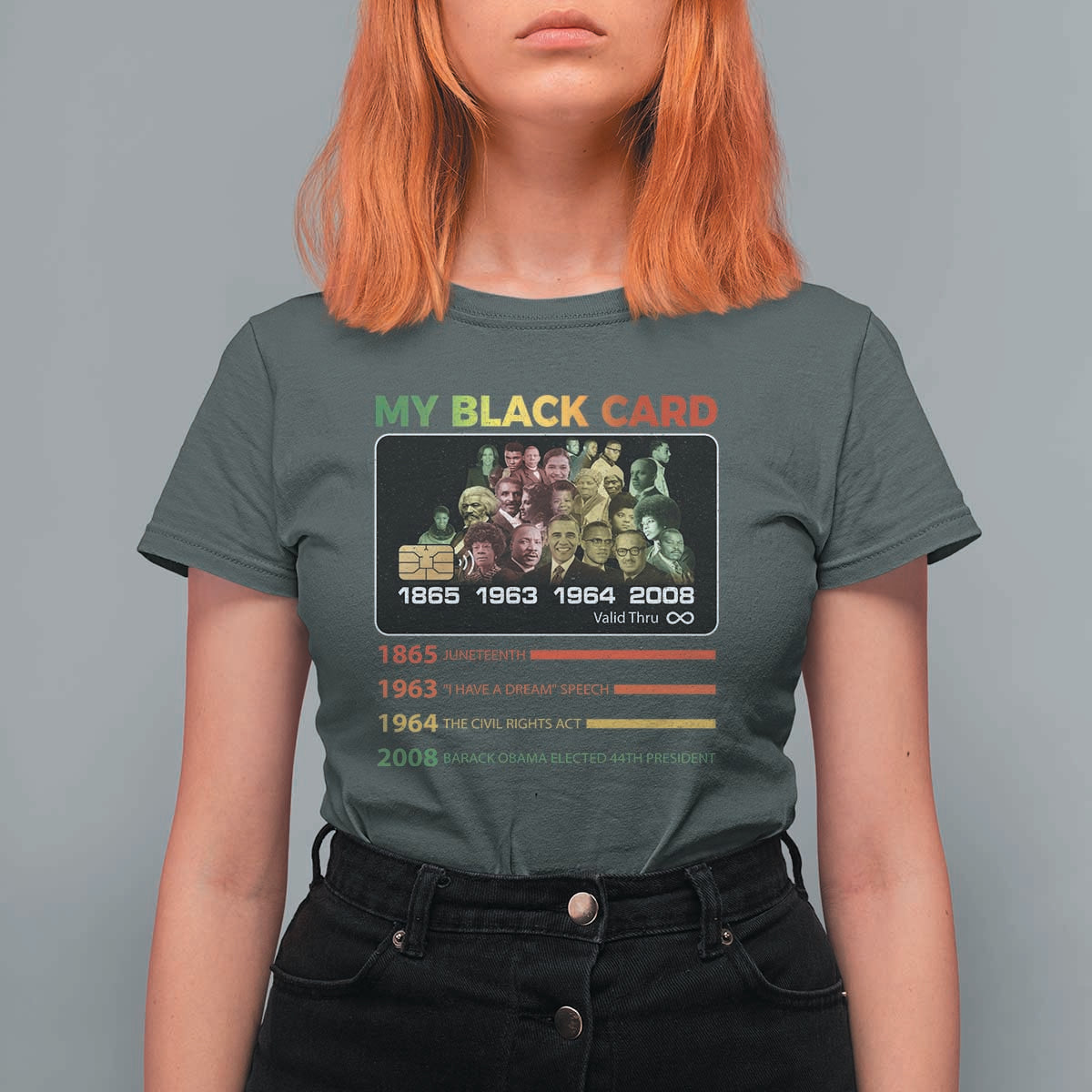 Black History T Shirt For Women My Black Card Greatest African American Leaders