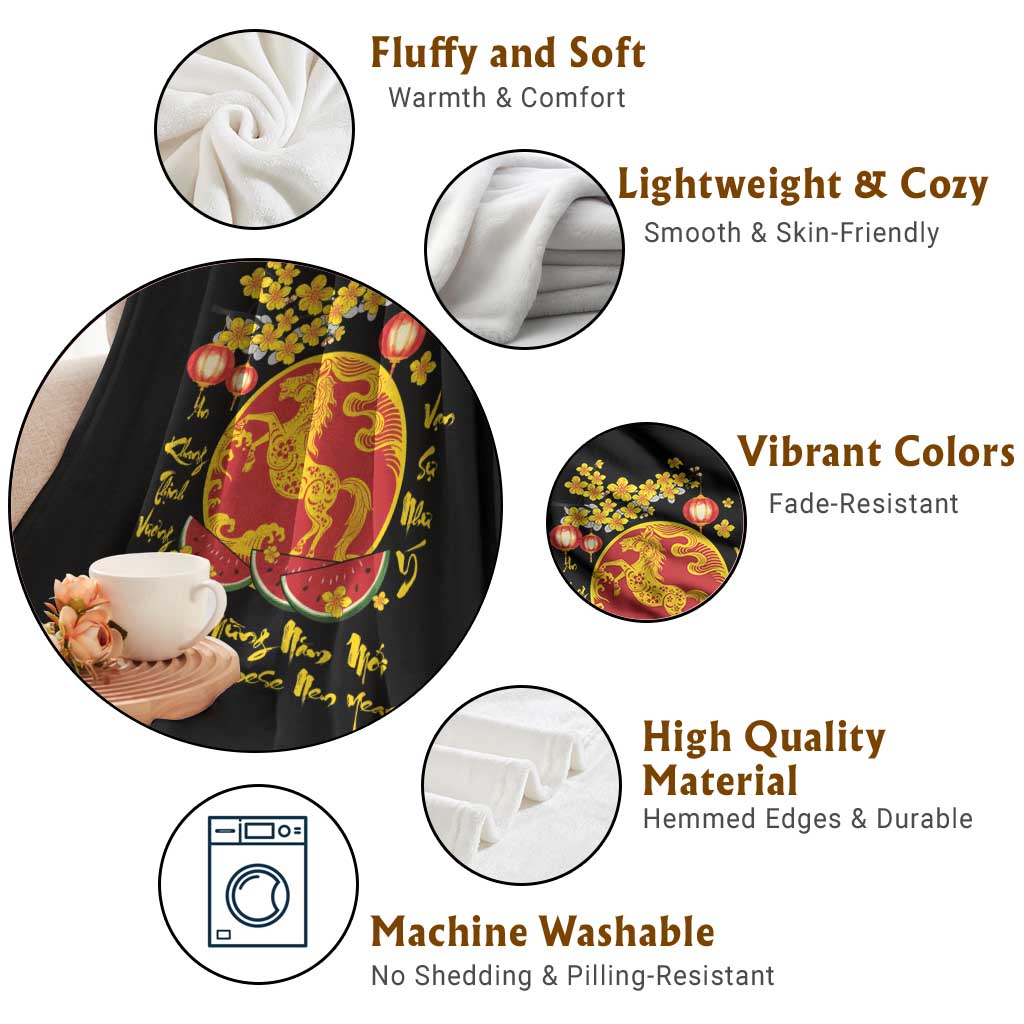 Vietnamese Lunar New Year 2026 Throw Blanket Chuc Mung Nam Moi Tet Holiday Horse Zodiac