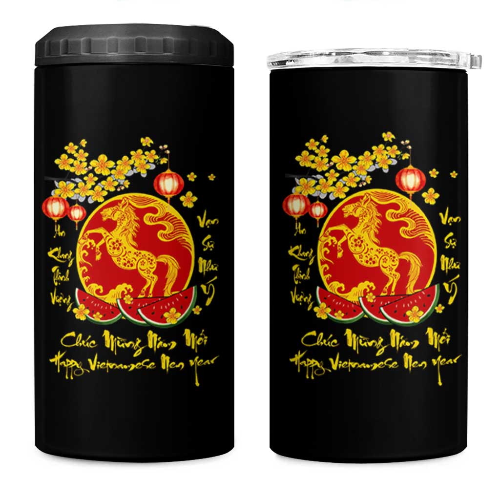 Vietnamese Lunar New Year 2026 4 in 1 Can Cooler Tumbler Chuc Mung Nam Moi Tet Holiday Horse Zodiac