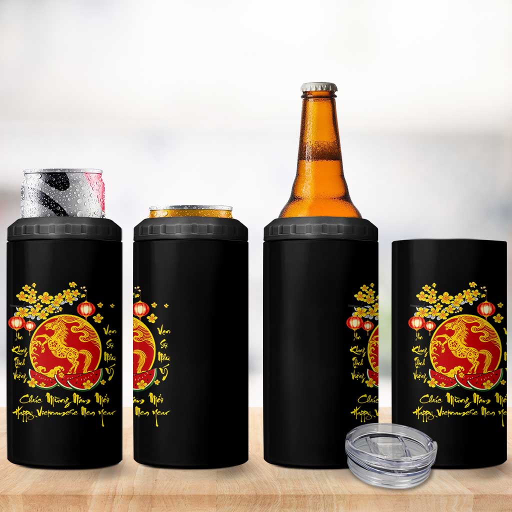 Vietnamese Lunar New Year 2026 4 in 1 Can Cooler Tumbler Chuc Mung Nam Moi Tet Holiday Horse Zodiac