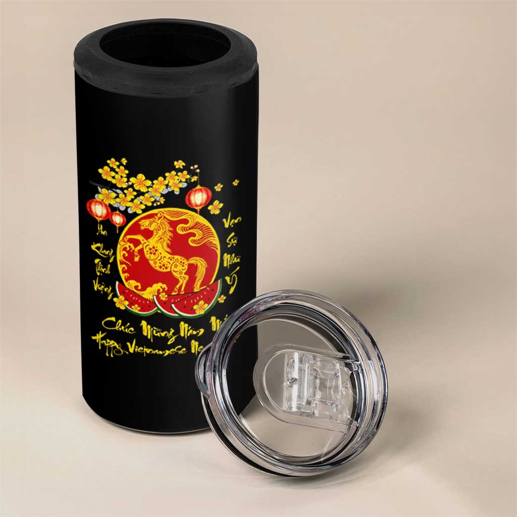 Vietnamese Lunar New Year 2026 4 in 1 Can Cooler Tumbler Chuc Mung Nam Moi Tet Holiday Horse Zodiac