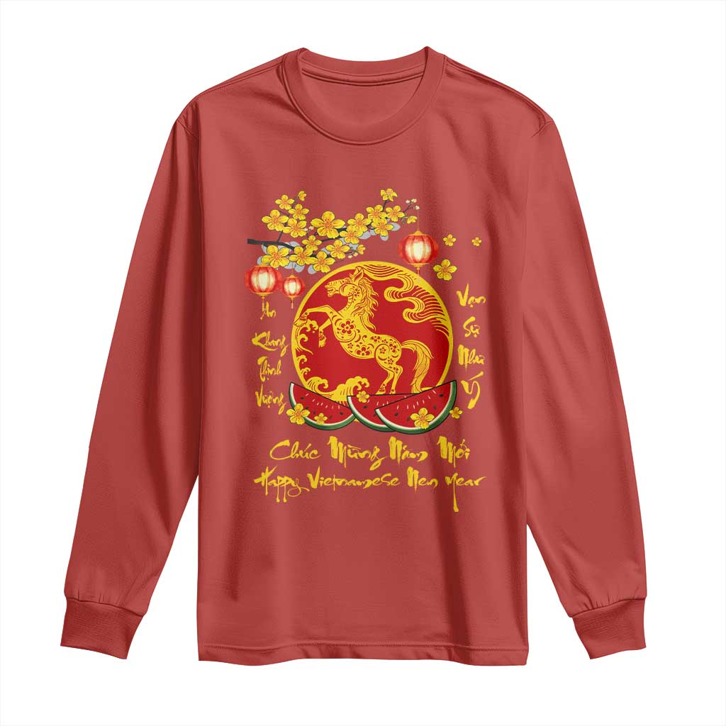 Vietnamese Lunar New Year 2026 Long Sleeve Shirt Chuc Mung Nam Moi Tet Holiday Horse Zodiac