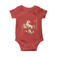 Japanese New Year 2026 Baby Onesie Year Of The Horse Botan Flower - Wonder Print Shop