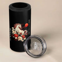 Japanese New Year 2026 4 in 1 Can Cooler Tumbler Year Of The Horse Botan Flower - Wonder Print Shop