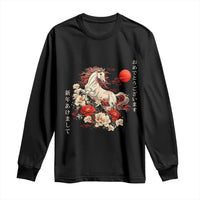 Japanese New Year 2026 Long Sleeve Shirt Year Of The Horse Botan Flower - Wonder Print Shop