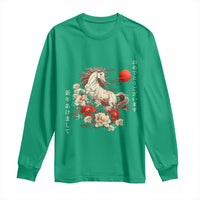 Japanese New Year 2026 Long Sleeve Shirt Year Of The Horse Botan Flower - Wonder Print Shop