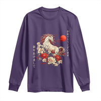 Japanese New Year 2026 Long Sleeve Shirt Year Of The Horse Botan Flower - Wonder Print Shop