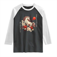 Japanese New Year 2026 Raglan Shirt Year Of The Horse Botan Flower - Wonder Print Shop