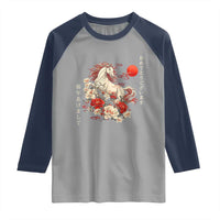Japanese New Year 2026 Raglan Shirt Year Of The Horse Botan Flower - Wonder Print Shop