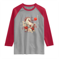 Japanese New Year 2026 Raglan Shirt Year Of The Horse Botan Flower - Wonder Print Shop