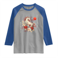 Japanese New Year 2026 Raglan Shirt Year Of The Horse Botan Flower - Wonder Print Shop