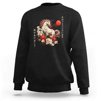 Japanese New Year 2026 Sweatshirt Year Of The Horse Botan Flower - Wonder Print Shop