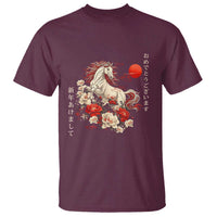Japanese New Year 2026 T Shirt Year Of The Horse Botan Flower - Wonder Print Shop