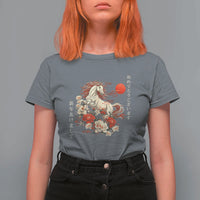 Japanese New Year 2026 T Shirt For Women Year Of The Horse Botan Flower - Wonder Print Shop