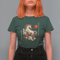 Japanese New Year 2026 T Shirt For Women Year Of The Horse Botan Flower - Wonder Print Shop