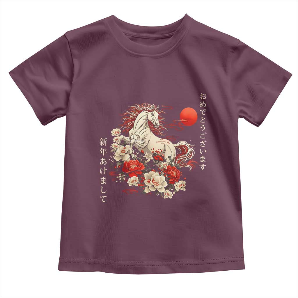 Japanese New Year 2026 Toddler T Shirt Year Of The Horse Botan Flower - Wonder Print Shop