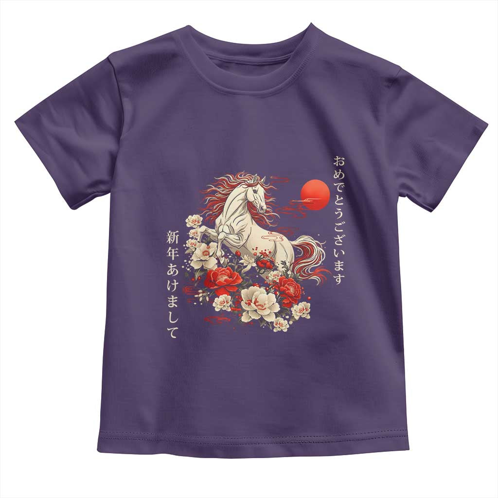 Japanese New Year 2026 Toddler T Shirt Year Of The Horse Botan Flower - Wonder Print Shop