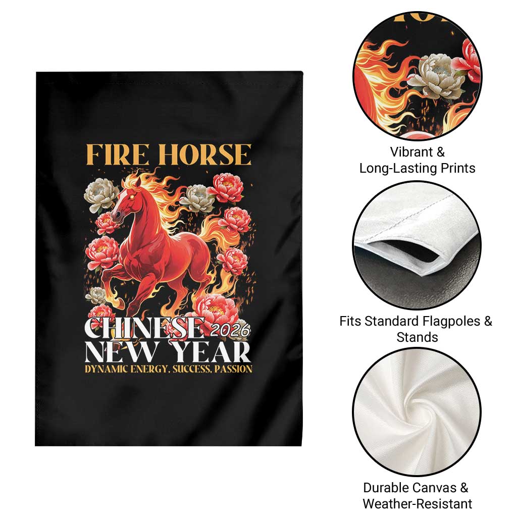 Year of The Fire Horse 2026 Garden Flag Chinese New Year Peony Flower - Wonder Print Shop