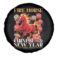 Year of The Fire Horse 2026 Spare Tire Cover Chinese New Year Peony Flower - Wonder Print Shop