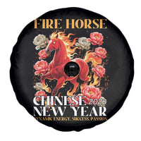 Year of The Fire Horse 2026 Spare Tire Cover Chinese New Year Peony Flower - Wonder Print Shop
