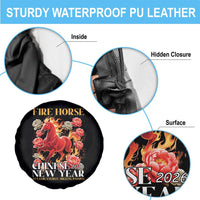 Year of The Fire Horse 2026 Spare Tire Cover Chinese New Year Peony Flower - Wonder Print Shop