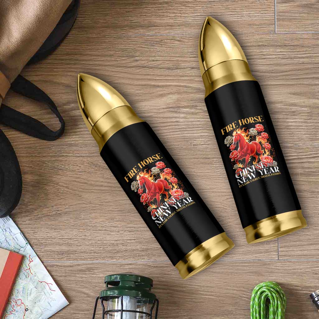 Year of The Fire Horse 2026 Bullet Tumbler Chinese New Year Peony Flower - Wonder Print Shop