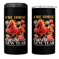 Year of The Fire Horse 2026 4 in 1 Can Cooler Tumbler Chinese New Year Peony Flower - Wonder Print Shop