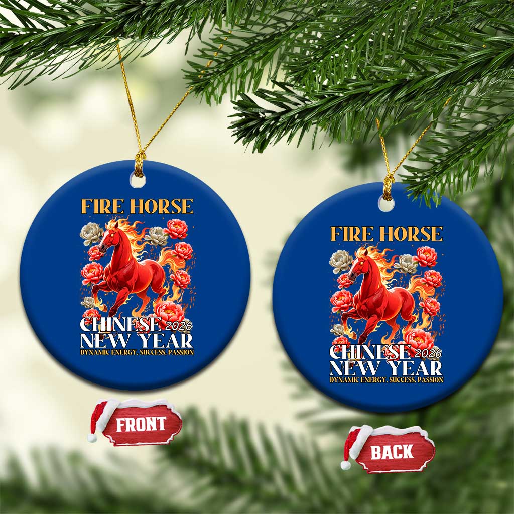 Year of The Fire Horse 2026 Ceramic Ornament Chinese New Year Peony Flower - Wonder Print Shop