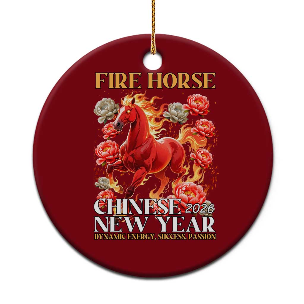 Year of The Fire Horse 2026 Ceramic Ornament Chinese New Year Peony Flower - Wonder Print Shop
