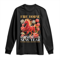 Year of The Fire Horse 2026 Long Sleeve Shirt Chinese New Year Peony Flower - Wonder Print Shop