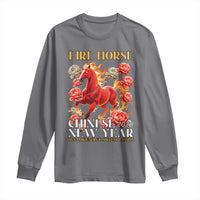 Year of The Fire Horse 2026 Long Sleeve Shirt Chinese New Year Peony Flower - Wonder Print Shop