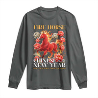 Year of The Fire Horse 2026 Long Sleeve Shirt Chinese New Year Peony Flower - Wonder Print Shop