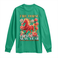 Year of The Fire Horse 2026 Long Sleeve Shirt Chinese New Year Peony Flower - Wonder Print Shop