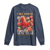 Year of The Fire Horse 2026 Long Sleeve Shirt Chinese New Year Peony Flower - Wonder Print Shop