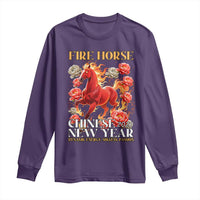 Year of The Fire Horse 2026 Long Sleeve Shirt Chinese New Year Peony Flower - Wonder Print Shop