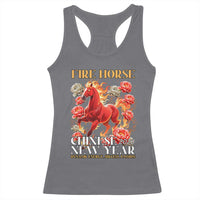 Year of The Fire Horse 2026 Racerback Tank Top Chinese New Year Peony Flower - Wonder Print Shop