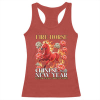 Year of The Fire Horse 2026 Racerback Tank Top Chinese New Year Peony Flower - Wonder Print Shop