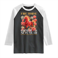Year of The Fire Horse 2026 Raglan Shirt Chinese New Year Peony Flower - Wonder Print Shop