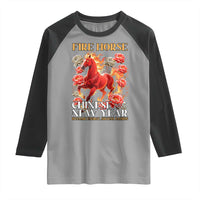 Year of The Fire Horse 2026 Raglan Shirt Chinese New Year Peony Flower - Wonder Print Shop