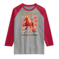 Year of The Fire Horse 2026 Raglan Shirt Chinese New Year Peony Flower - Wonder Print Shop