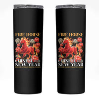 Year of The Fire Horse 2026 Skinny Tumbler Chinese New Year Peony Flower - Wonder Print Shop