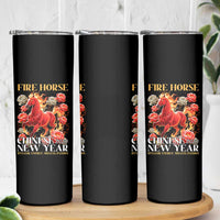Year of The Fire Horse 2026 Skinny Tumbler Chinese New Year Peony Flower - Wonder Print Shop