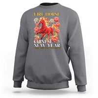 Year of The Fire Horse 2026 Sweatshirt Chinese New Year Peony Flower - Wonder Print Shop