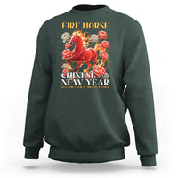 Year of The Fire Horse 2026 Sweatshirt Chinese New Year Peony Flower - Wonder Print Shop