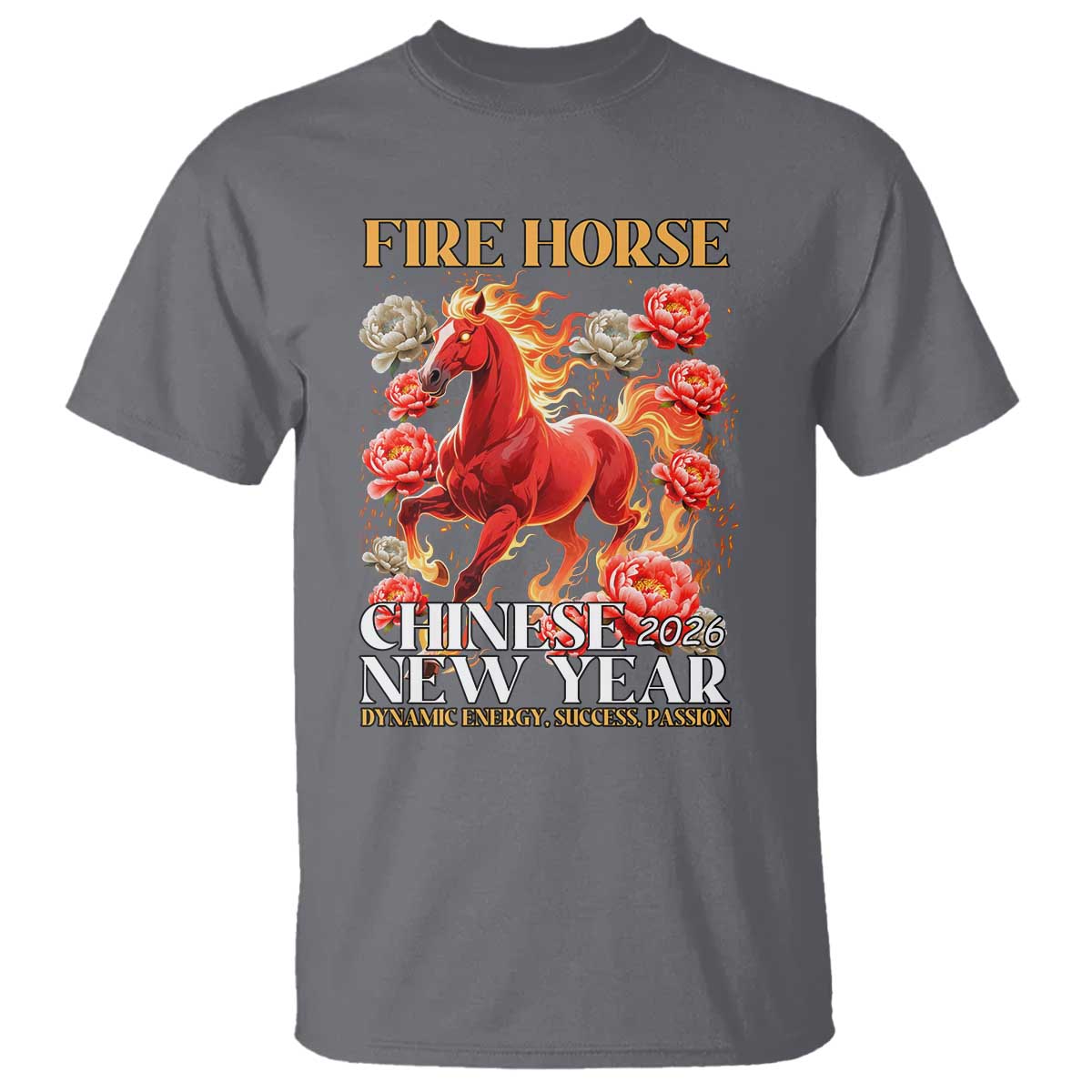 Year of The Fire Horse 2026 T Shirt Chinese New Year Peony Flower - Wonder Print Shop